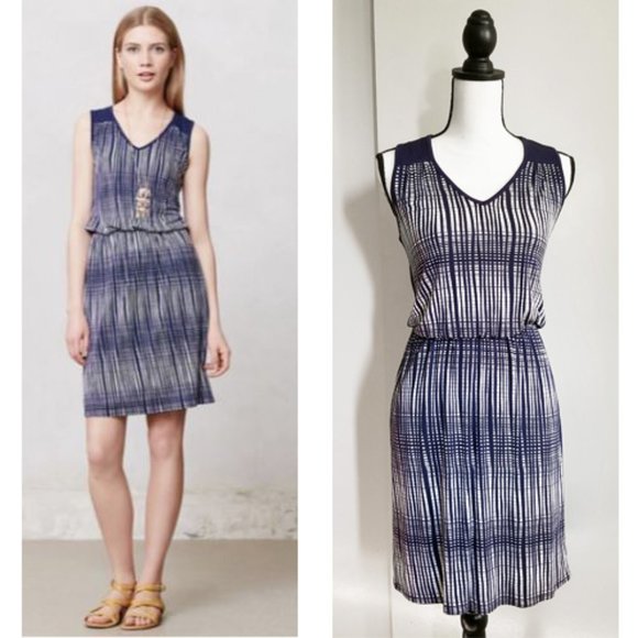 Robe Deletta Bleue Florale Taille L - Dos Découpé Avec Poches - Neuf Avec Étiquettes - 100% Coton